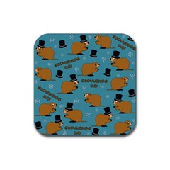 Groundhog day pattern Rubber Coaster (Square) 