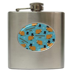 Groundhog Day Pattern Hip Flask (6 Oz) by Valentinaart