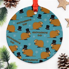 Groundhog day pattern Round Ornament (Two Sides)