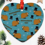 Groundhog day pattern Heart Ornament (Two Sides) Front