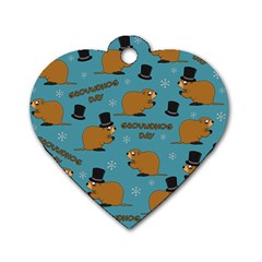 Groundhog Day Pattern Dog Tag Heart (one Side) by Valentinaart