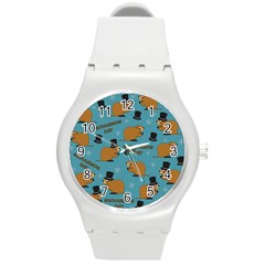 Groundhog Day Pattern Round Plastic Sport Watch (m)