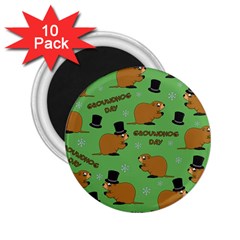 Groundhog Day Pattern 2 25  Magnets (10 Pack) 