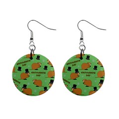 Groundhog Day Pattern Mini Button Earrings by Valentinaart