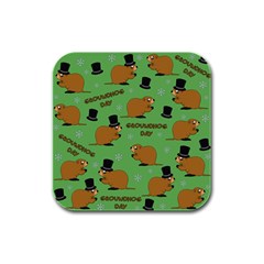 Groundhog Day Pattern Rubber Square Coaster (4 Pack)  by Valentinaart