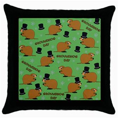 Groundhog Day Pattern Throw Pillow Case (black) by Valentinaart