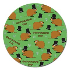 Groundhog Day Pattern Magnet 5  (round) by Valentinaart