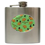 Groundhog day pattern Hip Flask (6 oz) Front