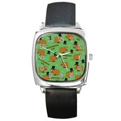 Groundhog Day Pattern Square Metal Watch by Valentinaart