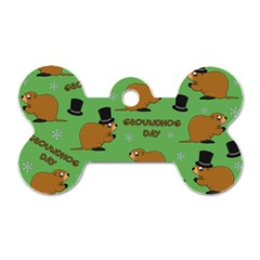 Groundhog Day Pattern Dog Tag Bone (two Sides) by Valentinaart