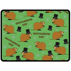 Groundhog Day Pattern Fleece Blanket (large)  by Valentinaart