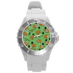 Groundhog Day Pattern Round Plastic Sport Watch (l) by Valentinaart