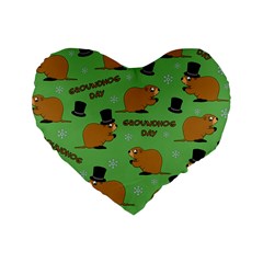 Groundhog Day Pattern Standard 16  Premium Heart Shape Cushions