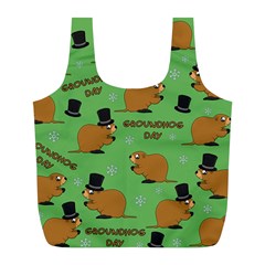 Groundhog Day Pattern Full Print Recycle Bag (l) by Valentinaart