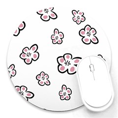 Plum Seamless Flower Round Mousepads by Mariart