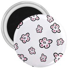 Plum Seamless Flower 3  Magnets