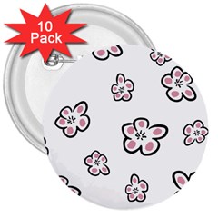 Plum Seamless Flower 3  Buttons (10 pack) 