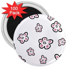 Plum Seamless Flower 3  Magnets (100 pack)