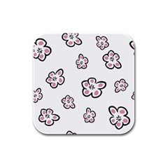 Plum Seamless Flower Rubber Square Coaster (4 Pack)  by Mariart