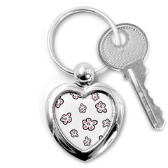 Plum Seamless Flower Key Chains (heart)  by Mariart