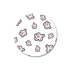 Plum Seamless Flower Magnet 3  (round) by Mariart