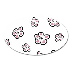 Plum Seamless Flower Oval Magnet by Mariart