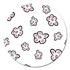 Plum Seamless Flower Magnet 5  (Round)