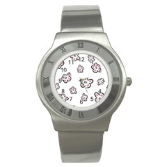 Plum Seamless Flower Stainless Steel Watch by Mariart