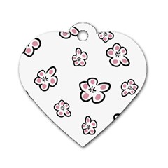 Plum Seamless Flower Dog Tag Heart (two Sides) by Mariart