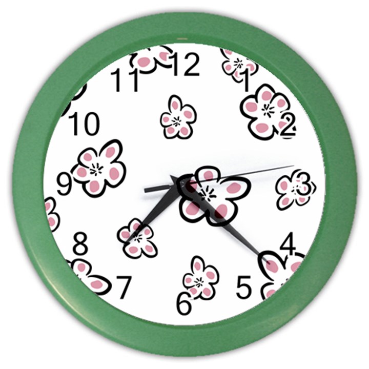 Plum Seamless Flower Color Wall Clock