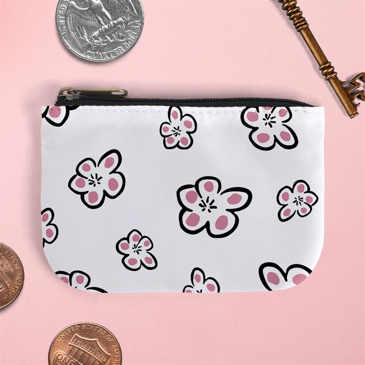 Plum Seamless Flower Mini Coin Purse