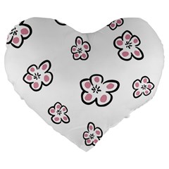 Plum Seamless Flower Large 19  Premium Heart Shape Cushions by Mariart