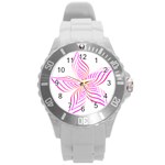 Petal Flower Round Plastic Sport Watch (L) Front