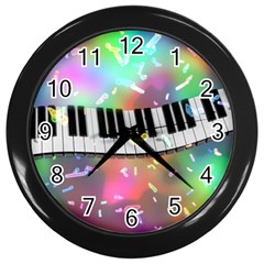 Piano Keys Music Colorful Wall Clock (black) by Mariart