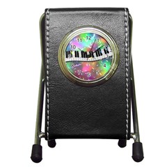 Piano Keys Music Colorful Pen Holder Desk Clock by Mariart