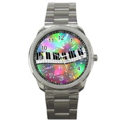 Piano Keys Music Colorful Sport Metal Watch by Mariart