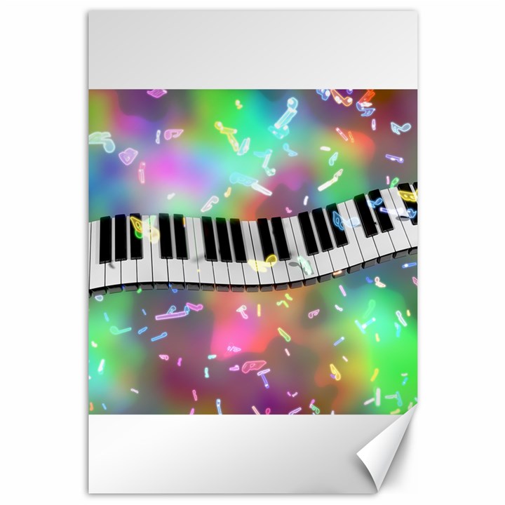 Piano Keys Music Colorful Canvas 12  x 18 