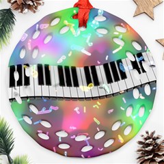 Piano Keys Music Colorful Ornament (round Filigree) by Mariart