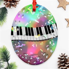 Piano Keys Music Colorful Ornament (oval Filigree) by Mariart