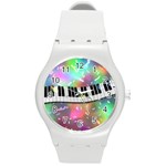 Piano Keys Music Colorful Round Plastic Sport Watch (M) Front