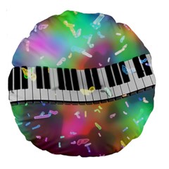 Piano Keys Music Colorful Large 18  Premium Round Cushions by Mariart