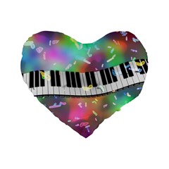 Piano Keys Music Colorful Standard 16  Premium Heart Shape Cushions by Mariart