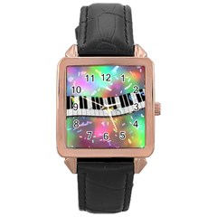 Piano Keys Music Colorful Rose Gold Leather Watch  by Mariart