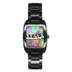 Piano Keys Music Colorful Stainless Steel Barrel Watch by Mariart