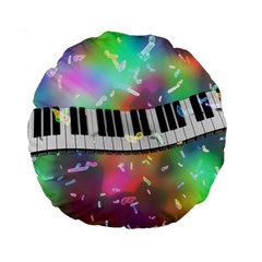 Piano Keys Music Colorful Standard 15  Premium Flano Round Cushions by Mariart