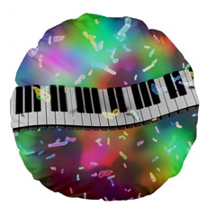 Piano Keys Music Colorful Large 18  Premium Flano Round Cushions by Mariart