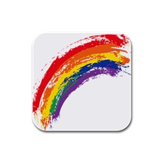 Watercolor Painting Rainbow Rubber Square Coaster (4 Pack)  by Mariart