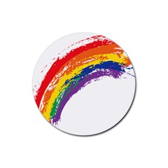 Watercolor Painting Rainbow Rubber Round Coaster (4 Pack)  by Mariart