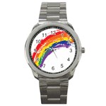 Watercolor Painting Rainbow Sport Metal Watch Front