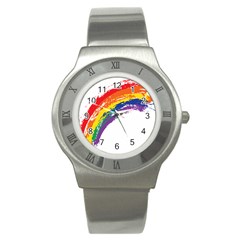 Watercolor Painting Rainbow Stainless Steel Watch by Mariart